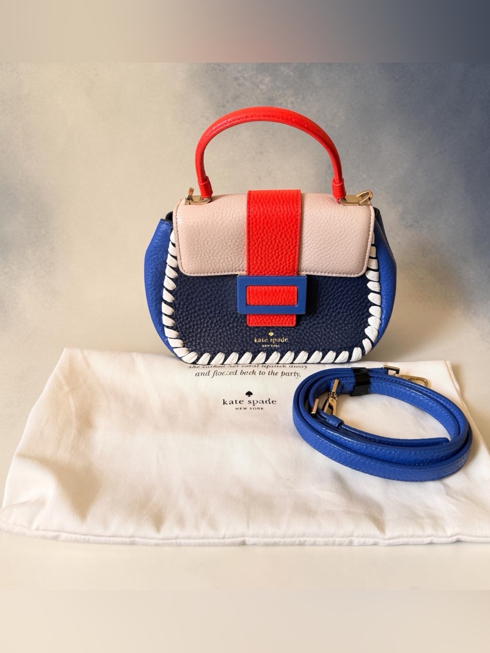 kate spade Navy, Red & Cream Mini Leather Top-Handle Crossbody